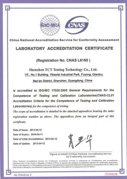 Chiny Freego High-Tech Corporation Limited Co., Ltd. Certyfikaty